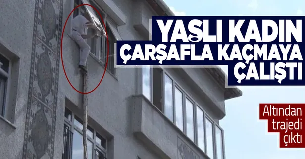 İstanbul'da evde kilitli kalan kadın bez parçalarını bağlayarak 2. kattan aşağıya inmek istedi