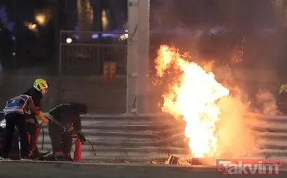 Formula 1 Bahreyn GP’de korkunç kaza: Haas pilotu Romain Grosjean’in aracı alev alev yandı