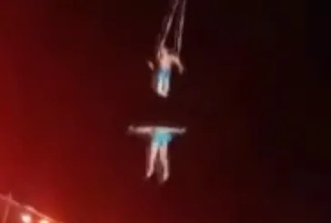 Çinli akrobat gösteri sırasında metrelerce yüksekten düştü